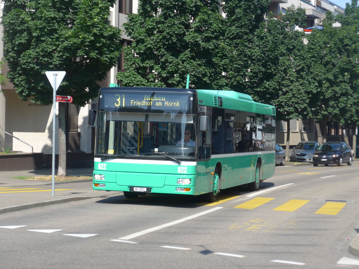 (193'887) - BVB Basel - Nr. 822/BS 2822 - MAN am 10. Juni 2018 in Basel, Wettsteinplatz