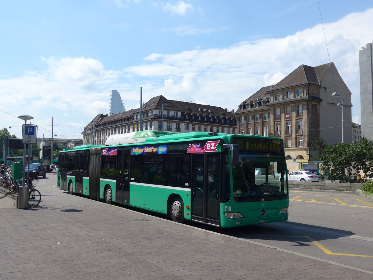 (193'901) - BVB Basel - Nr. 718/BS 6677 - Mercedes am 10. Juni 2018 in Basel, Badischer Bahnhof