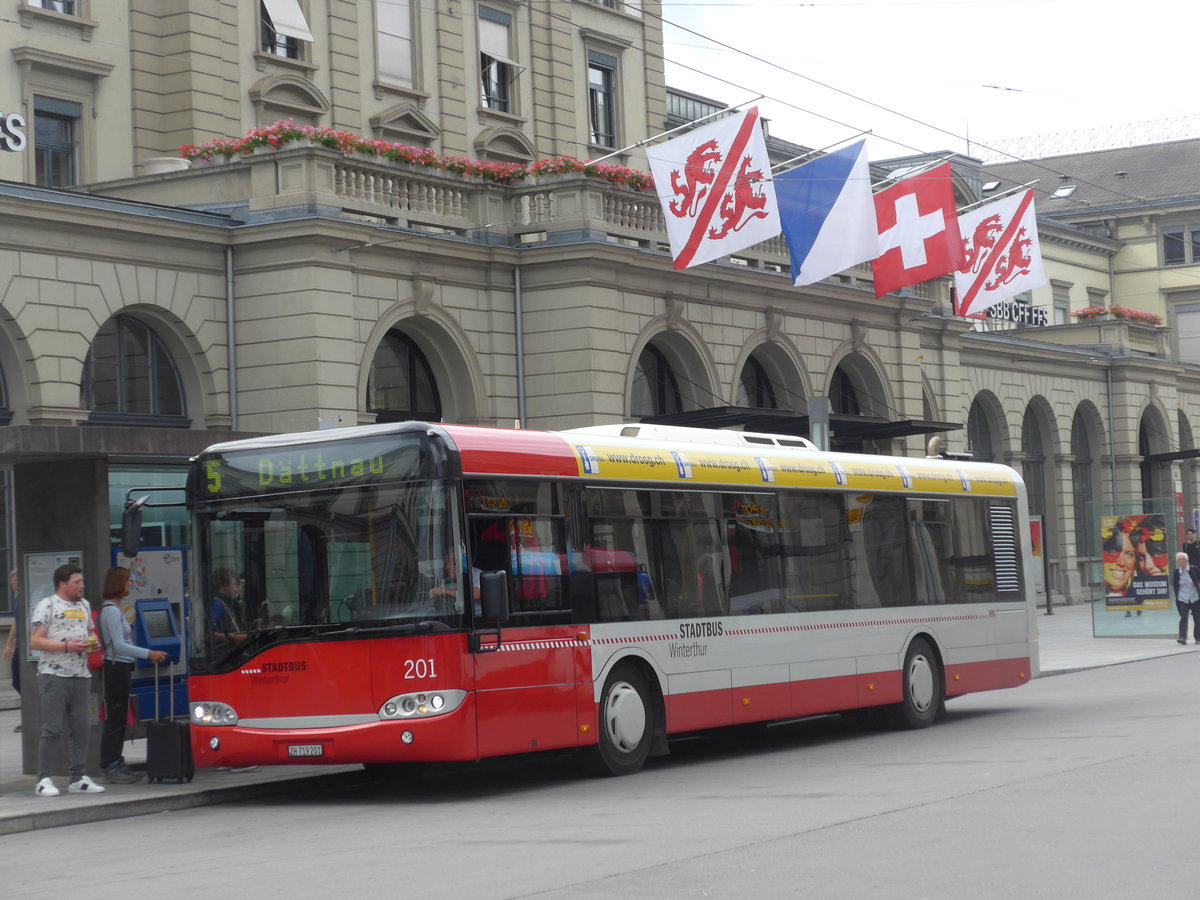 (194'090) - SW Winterthur - Nr. 201/ZH 719'201 - Solaris am 17. Juni 2018 beim Hauptbahnhof Winterthur