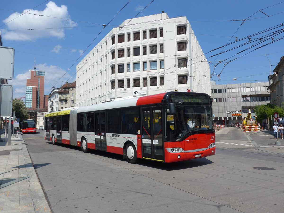 (194'650) - SW Winterthur - Nr. 335/ZH 730'335 - Solaris am 7. Juli 2018 beim Hauptbahnhof Winterthur