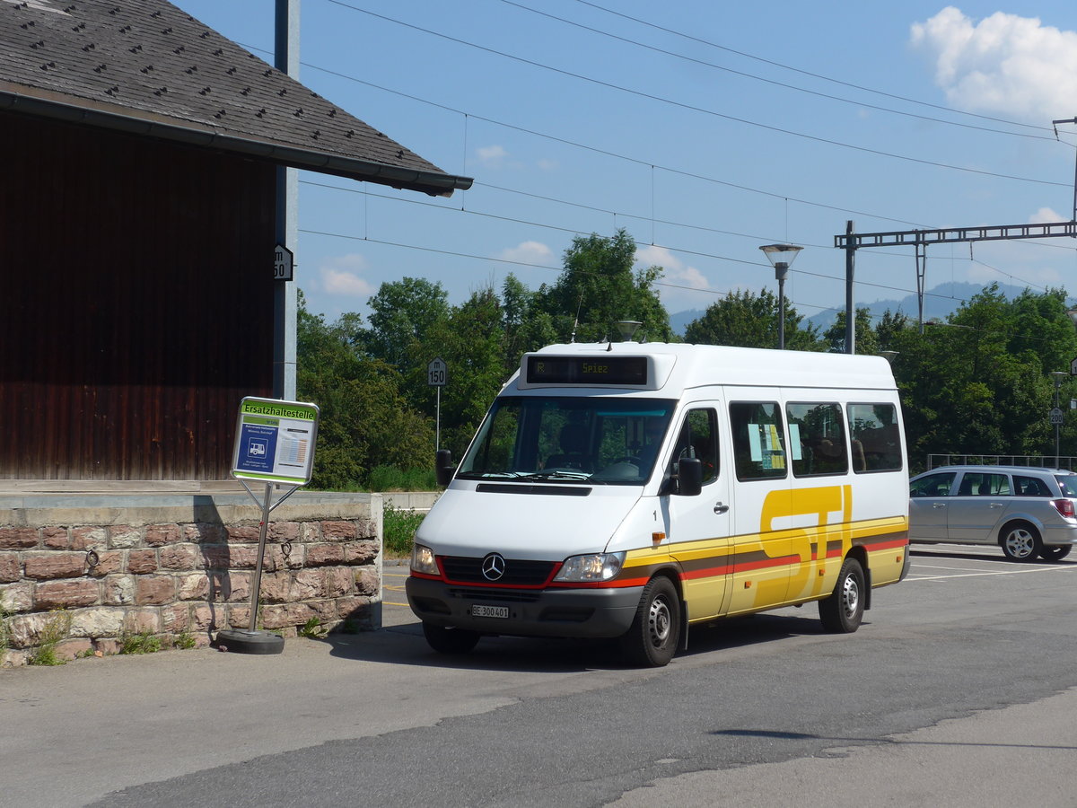 (194'673) - STI Thun - Nr. 1/BE 300'401 - Mercedes am 9. Juli 2018 beim Bahnhof Wimmis