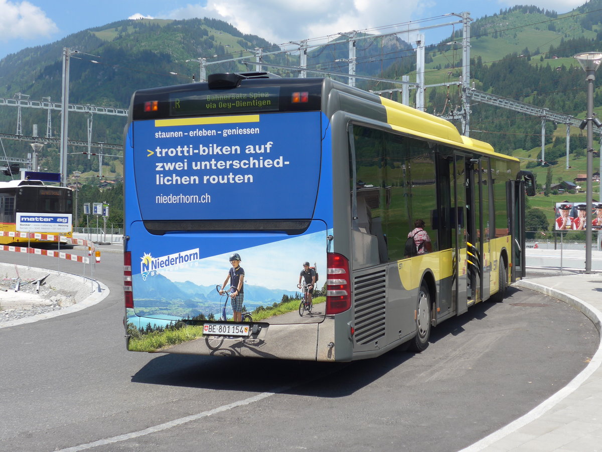 (194'711) - STI Thun - Nr. 154/BE 801'154 - Mercedes am 9. Juli 2018 beim Bahnhof Zweisimmen