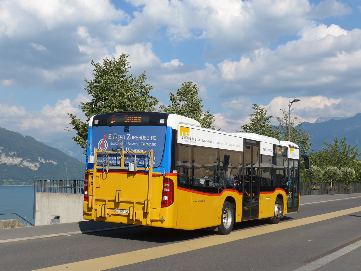 (194'751) - PostAuto Bern - BE 653'383 - Mercedes am 9. Juli 2018 beim Bahnhof Spiez