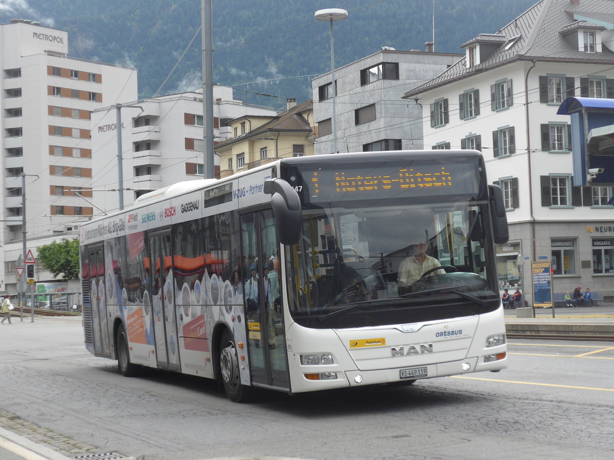 (194'950) - PostAuto Wallis - VS 449'119 - MAN am 21. Juli 2018 beim Bahnhof Brig