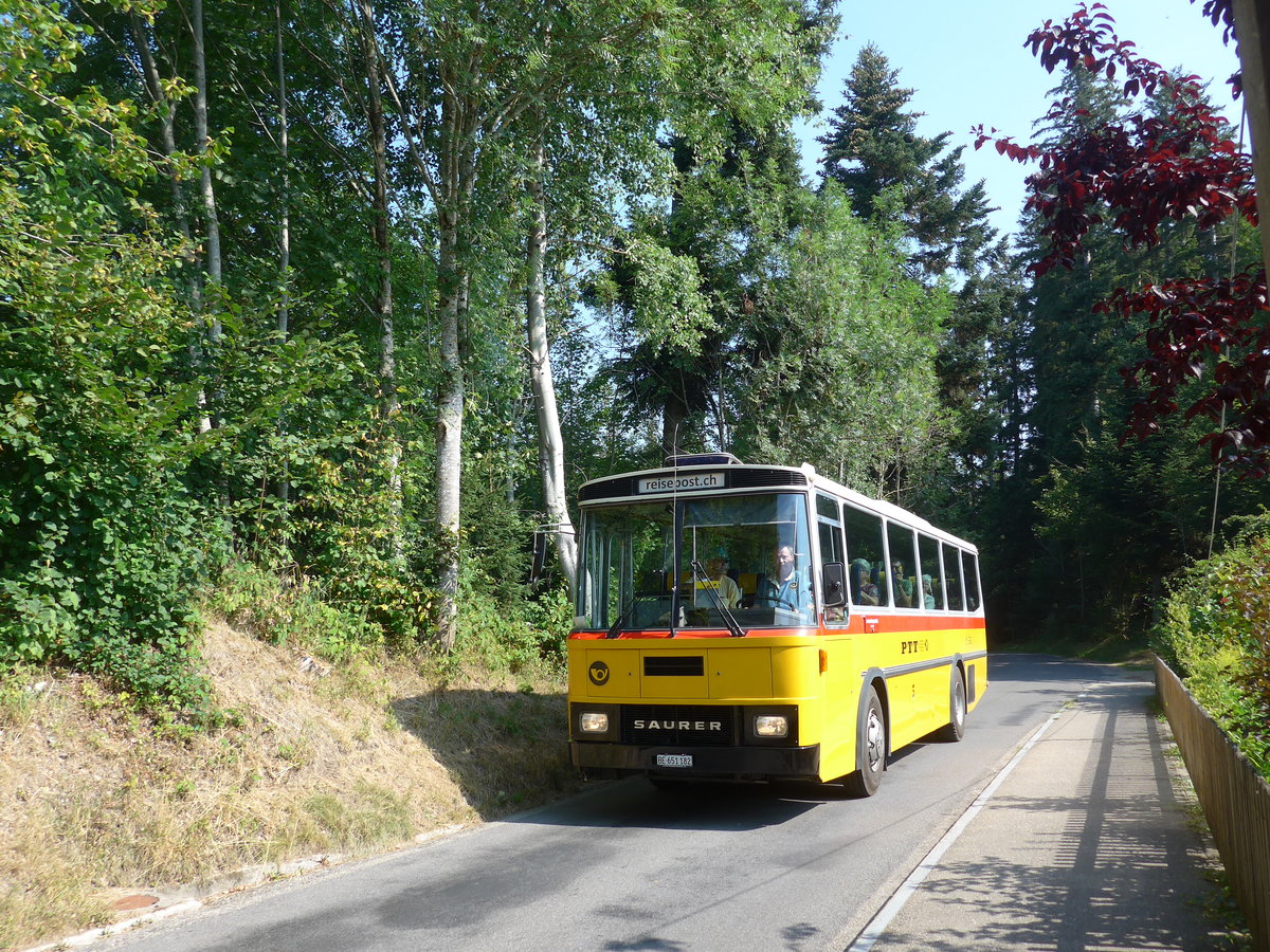 (195'552) - Bernair, Mnsingen - BE 651'182 - Saurer/Tscher (ex Schebath, Lauerz; ex Albin, Fllanden; ex Heim, Flums) am 5. August 2018 in Emmenmatt, Moosegg