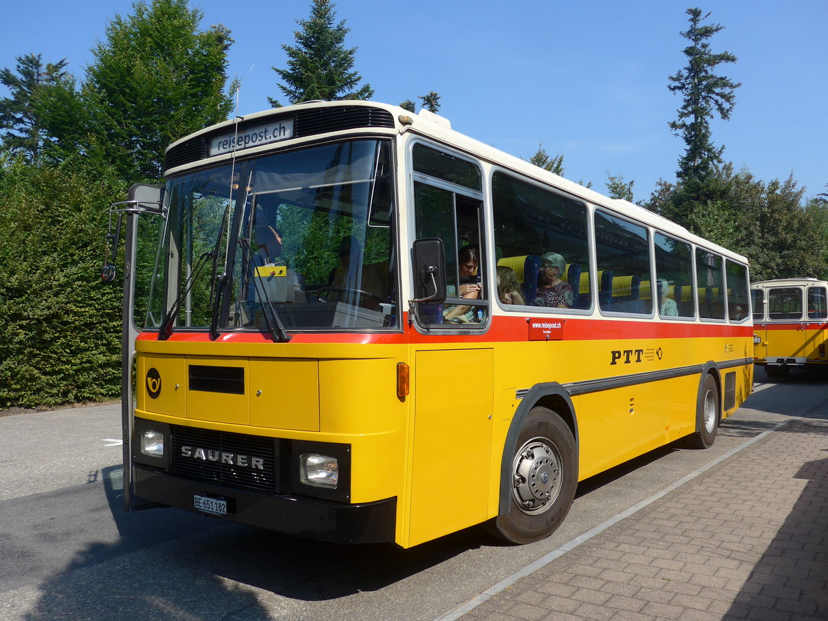 (195'553) - Bernair, Mnsingen - BE 651'182 - Saurer/Tscher (ex Schebath, Lauerz; ex Albin, Fllanden; ex Heim, Flums) am 5. August 2018 in Emmenmatt, Moosegg