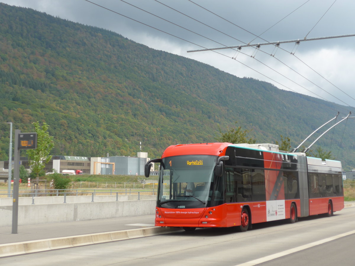 (196'486) - VB Biel - Nr. 91 - Hess/Hess Gelenktrolleybus am 3. September 2018 in Biel, Stadien