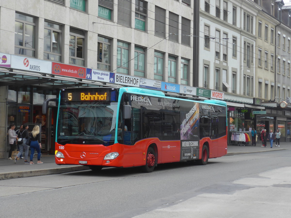 (196'529) - VB Biel - Nr. 190/BE 821'190 - Mercedes am 3. September 2018 in Biel, Guisanplatz