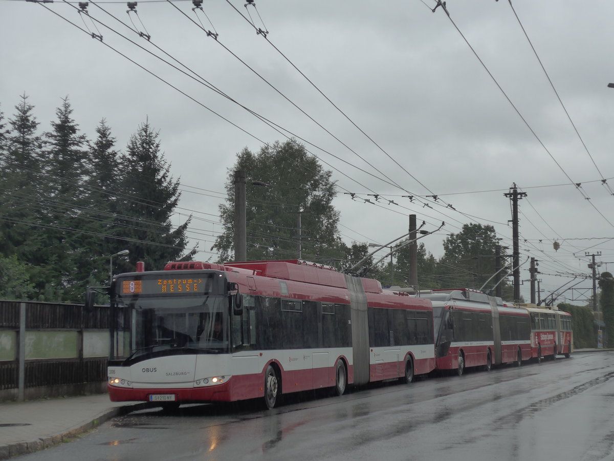 (197'447) - OBUS Salzburg - Nr. 306/S 210 NY - Solaris Gelenktrolleybus am 14. September 2018 beim Bahnhof Salzburg Sd