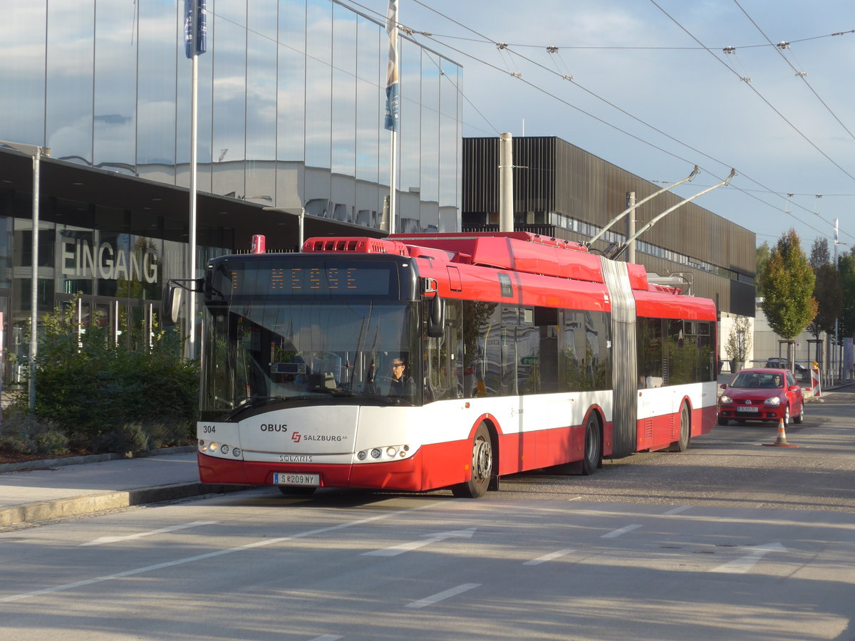 (197'565) - OBUS Salzburg - Nr. 304/S 209 NY - Solaris Gelenktrolleybus am 14. September 2018 in Salzburg, Messe