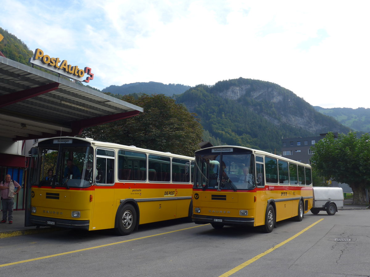 (197'671) - Schmid, Thrishaus - BE 26'206 - Saurer/Tscher (ex P 24'244) am 16. September 2018 in Meiringen, Postautostation