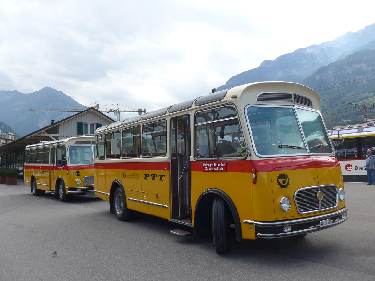 (197'691) - Mller, Ennetmoos - NW 23'167 - FBW/Gangloff (ex Rentsch, Gunten; ex P 23'203; ex P 21'003) am 16. September 2018 beim Bahnhof Meiringen