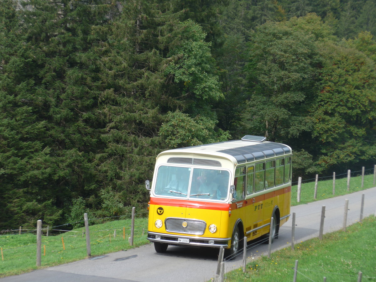 (197'757) - Mller, Ennetmoos - NW 23'167 - FBW/Gangloff (ex Rentsch, Gunten; ex P 23'203; ex P 21'003) am 16. September 2018 in Meiringen, Scheideggstrasse