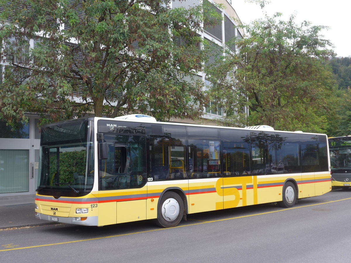 (197'905) - STI Thun - Nr. 123/BE 700'123 - MAN am 22. September 2018 bei der Schifflndte Thun