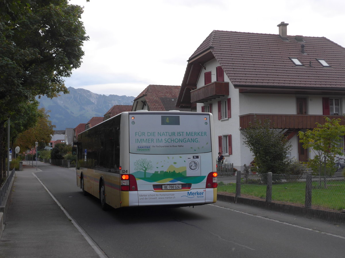 (197'911) - STI Thun - Nr. 124/BE 700'124 - MAN am 22. September 2018 in Thun-Lerchenfeld, Langestrasse