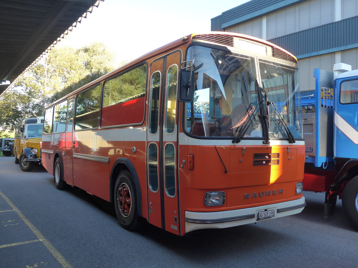 (198'131) - Mangold, Oberengstringen - AG 505'198 - Saurer/Hess (ex RhV Altsttten Nr. 45) am 13. Oktober 2018 in Schnis, Bicoareal