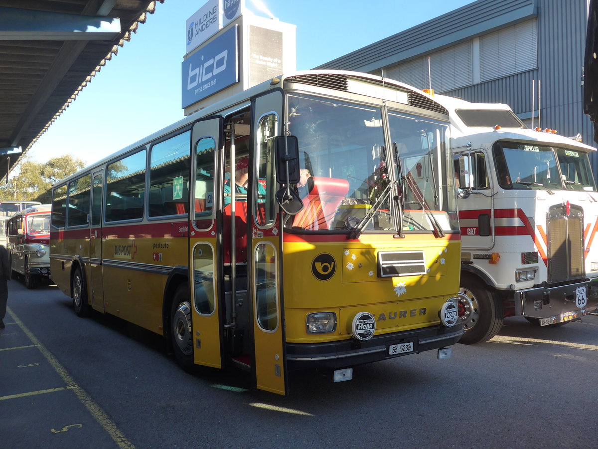 (198'135) - Fssler, Unteriberg - Nr. 6/SZ 5232 - Saurer/R&J (ex Schrch, Gutenburg Nr. 6; ex P 24'358) am 13. Oktober 2018 in Schnis, Bicoareal