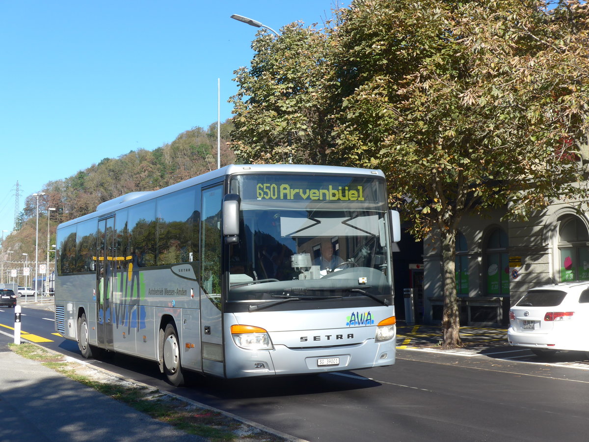 (198'234) - AWA Amden - Nr. 1/SG 39'001 - Setra am 13. Oktober 2018 beim Bahnhof Ziegelbrcke