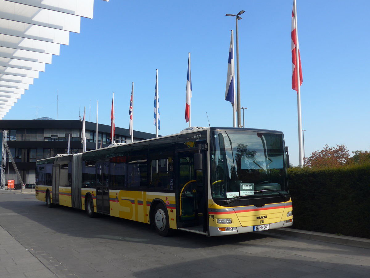 (198'348) - Bruckdorfer, Nrnberg - Nr. 119/N-NH 380 - MAN (ex STI Thun/CH Nr. 119) am 16. Oktober 2018 in Nrnberg, Messe