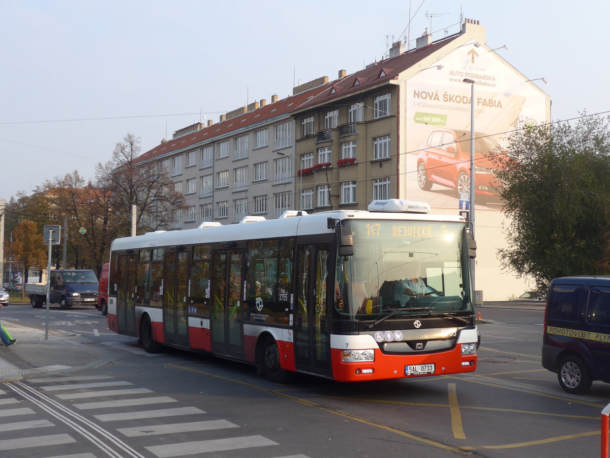 (198'486) - DPP Praha - Nr. 3755/5AL 0733 - SOR am 19. Oktober 2018 in Praha, Dejvick