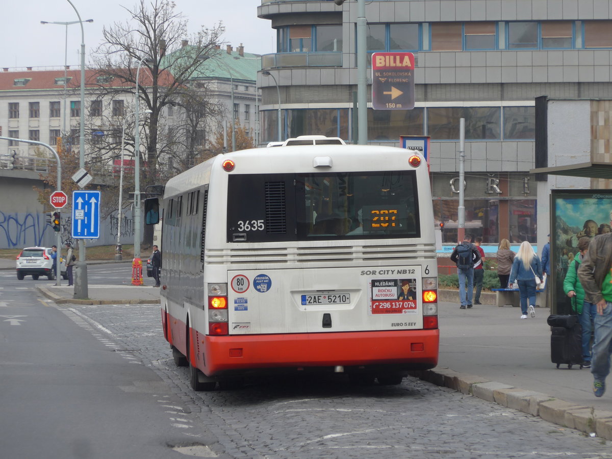 (198'569) - DPP Praha - Nr. 3635/2AE 5210 - SOR am 19. Oktober 2018 in Praha, Florenc