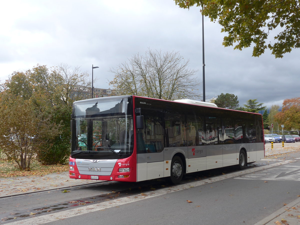 (198'998) - TRAVYS Yverdon - Nr. 231/VD 303'671 - MAN am 28. Oktober 2018 beim Bahnhof Yverdon