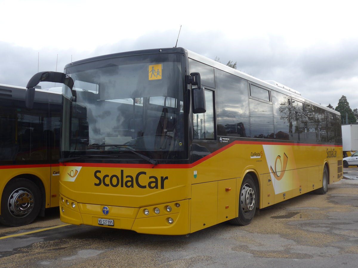 (199'039) - CarPostal Ouest - VD 127'895 - Temsa (ex ARCC Aubonne) am 28. Oktober 2018 in Yverdon, Garage