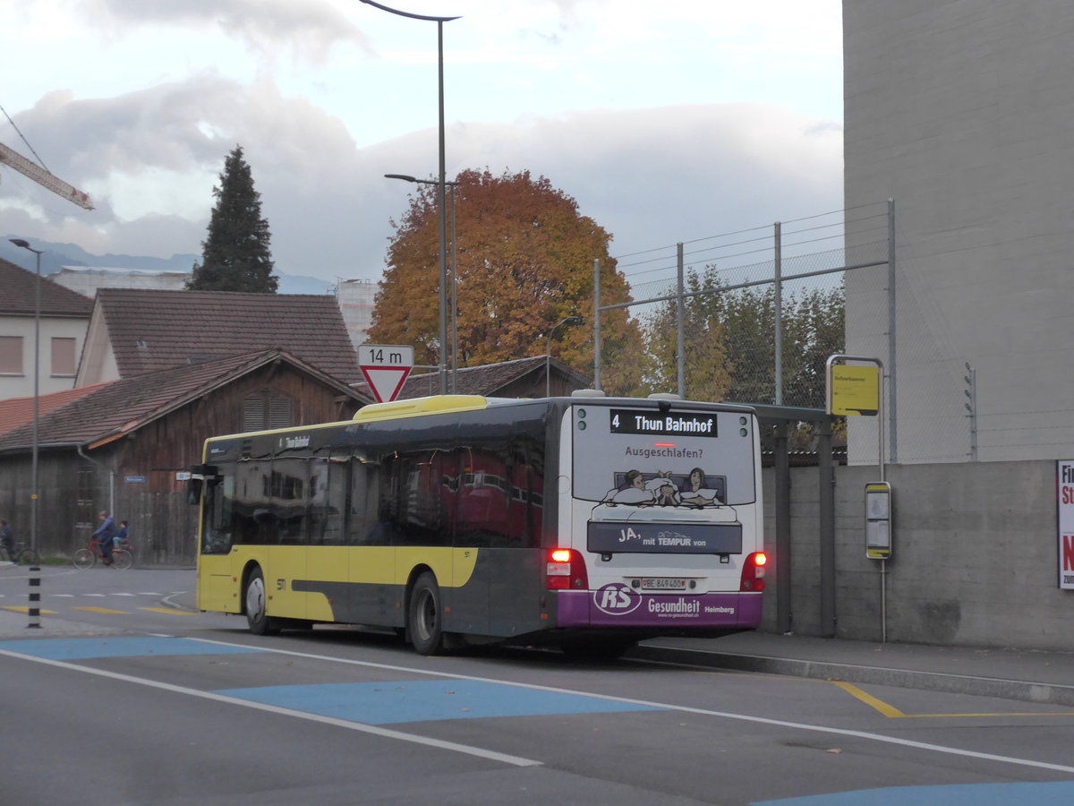 (199'273) - STI Thun - Nr. 400/BE 849'400 - MAN am 4. November 2018 in Thun, Dufourkaserne 