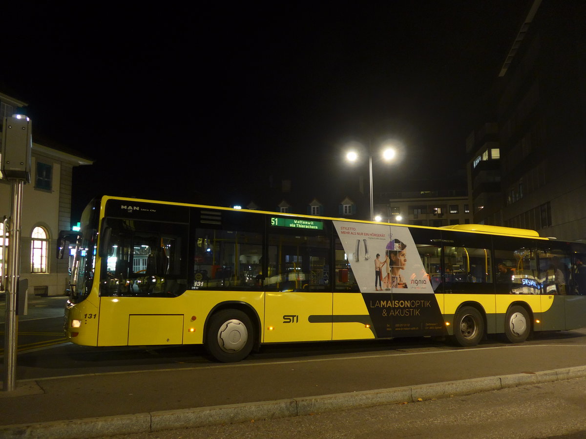 (199'278) - STI Thun - Nr. 131/BE 801'131 - MAN am 4. November 2018 beim Bahnhof Thun