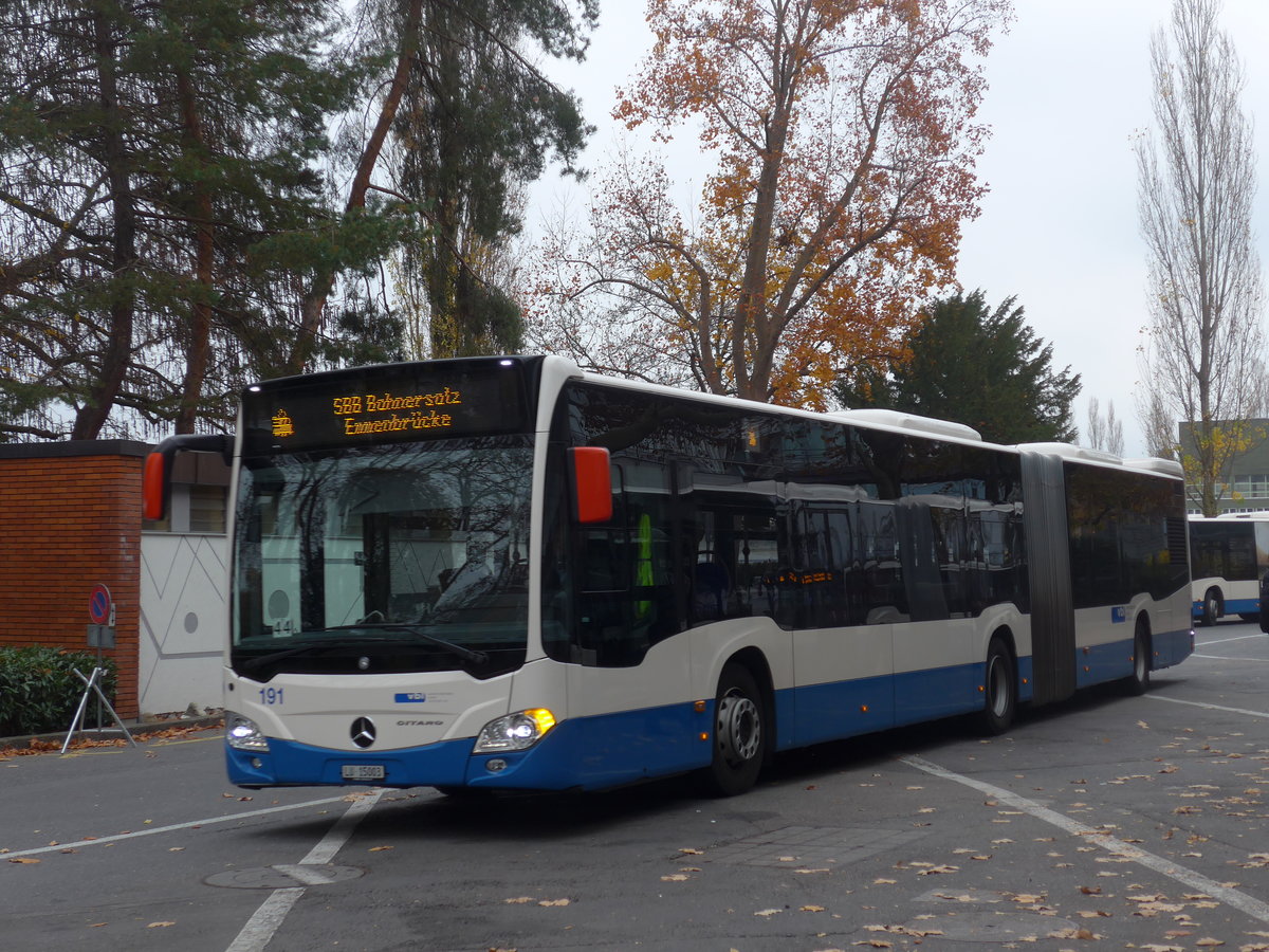 (199'345) - VBL Luzern - Nr. 191/LU 15'003 - Mercedes am 18. November 2018 in Luzern, Inseli-P