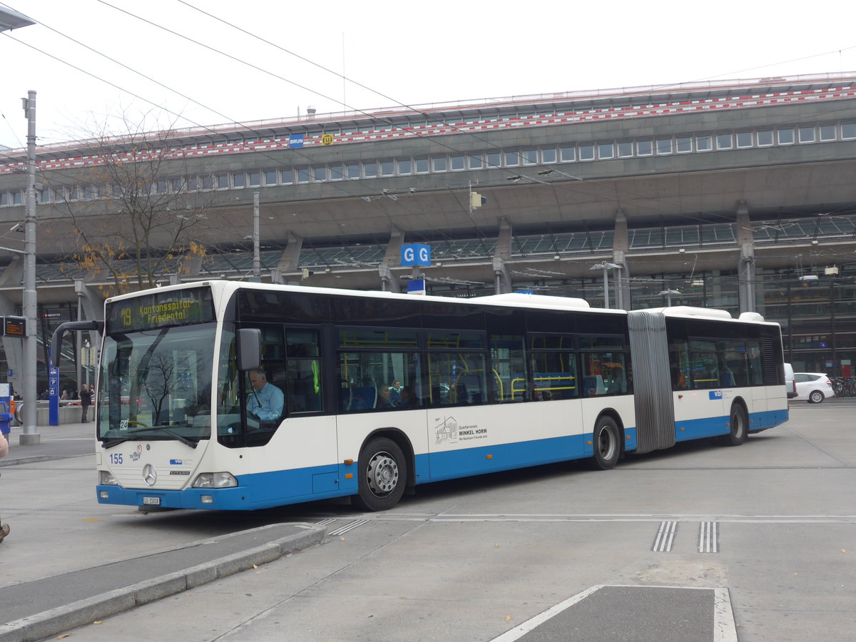 (199'371) - VBL Luzern - Nr. 155/LU 15'018 - Mercedes am 18. November 2018 beim Bahnhof Luzern