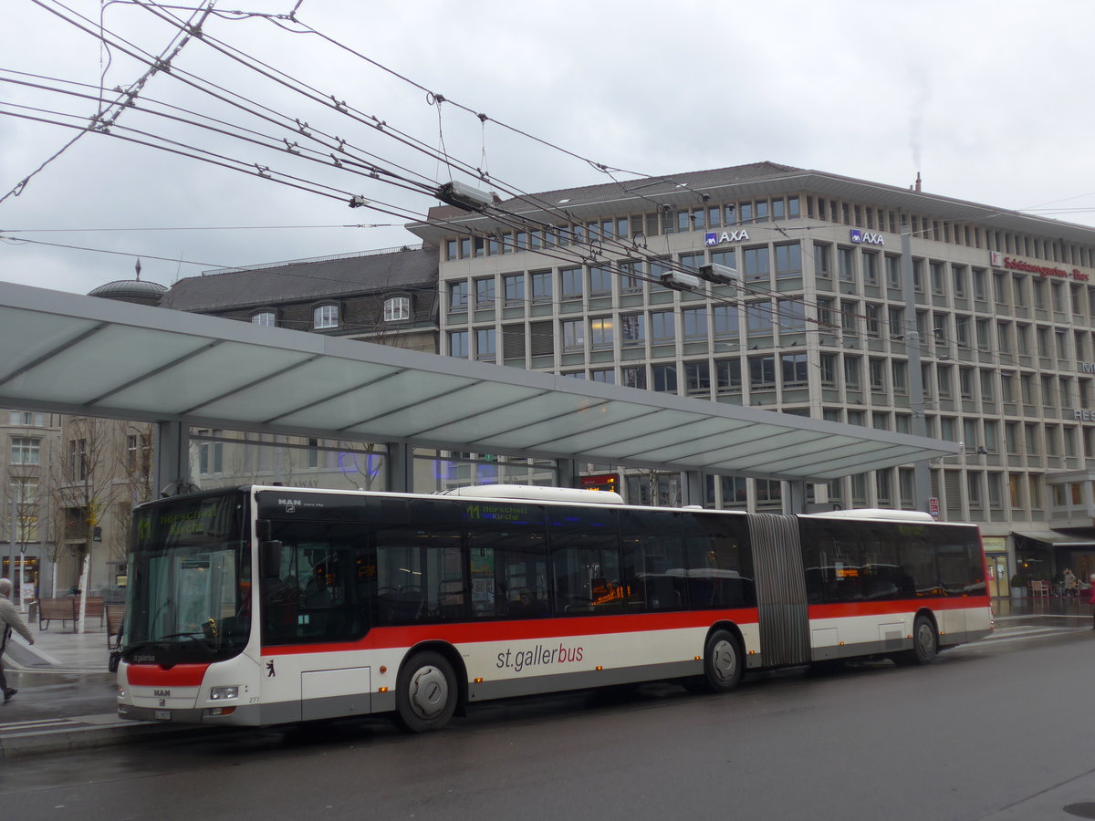 (199'453) - St. Gallerbus, St. Gallen - Nr. 277/SG 198'277 - MAN am 24. November 2018 beim Bahnhof St. Gallen