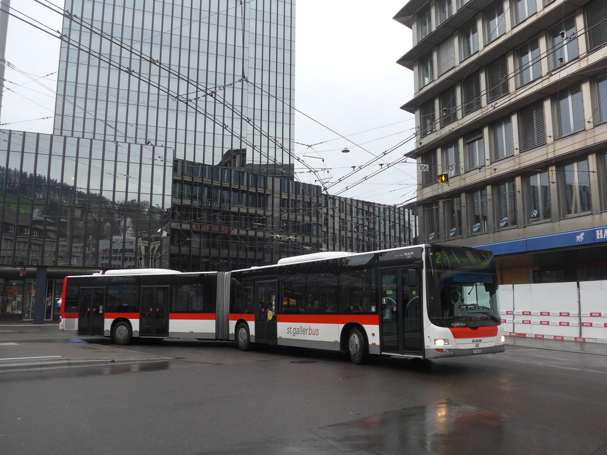 (199'473) - St. Gallerbus, St. Gallen - Nr. 280/SG 198'280 - MAN am 24. November 2018 beim Bahnhof St. Gallen