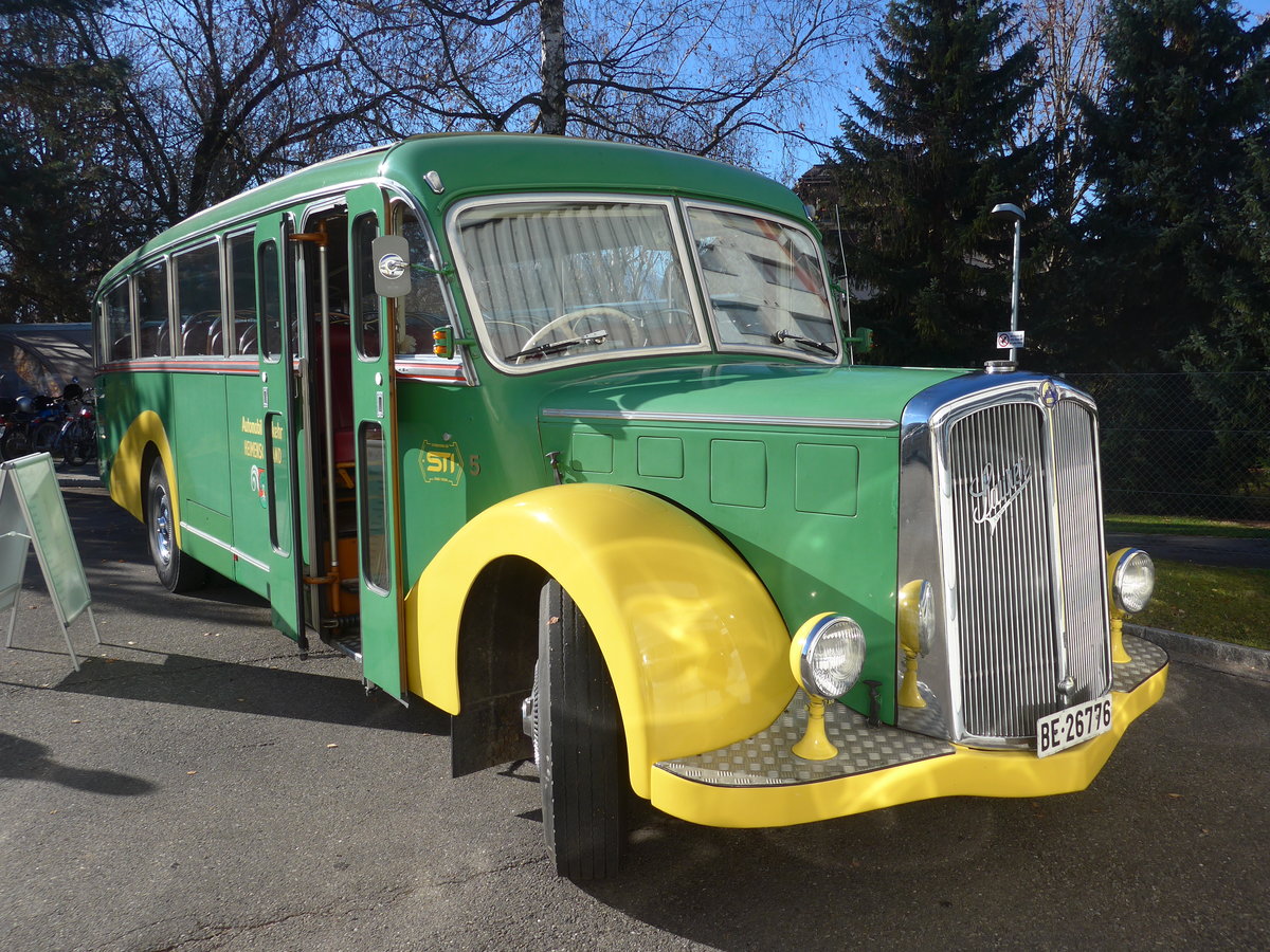 (199'576) - STI Thun - Nr. 15/BE 26'776 - Saurer/Gangloff (ex AvH Heimenschwand Nr. 5) am 25. November 2018 in Thun Garage