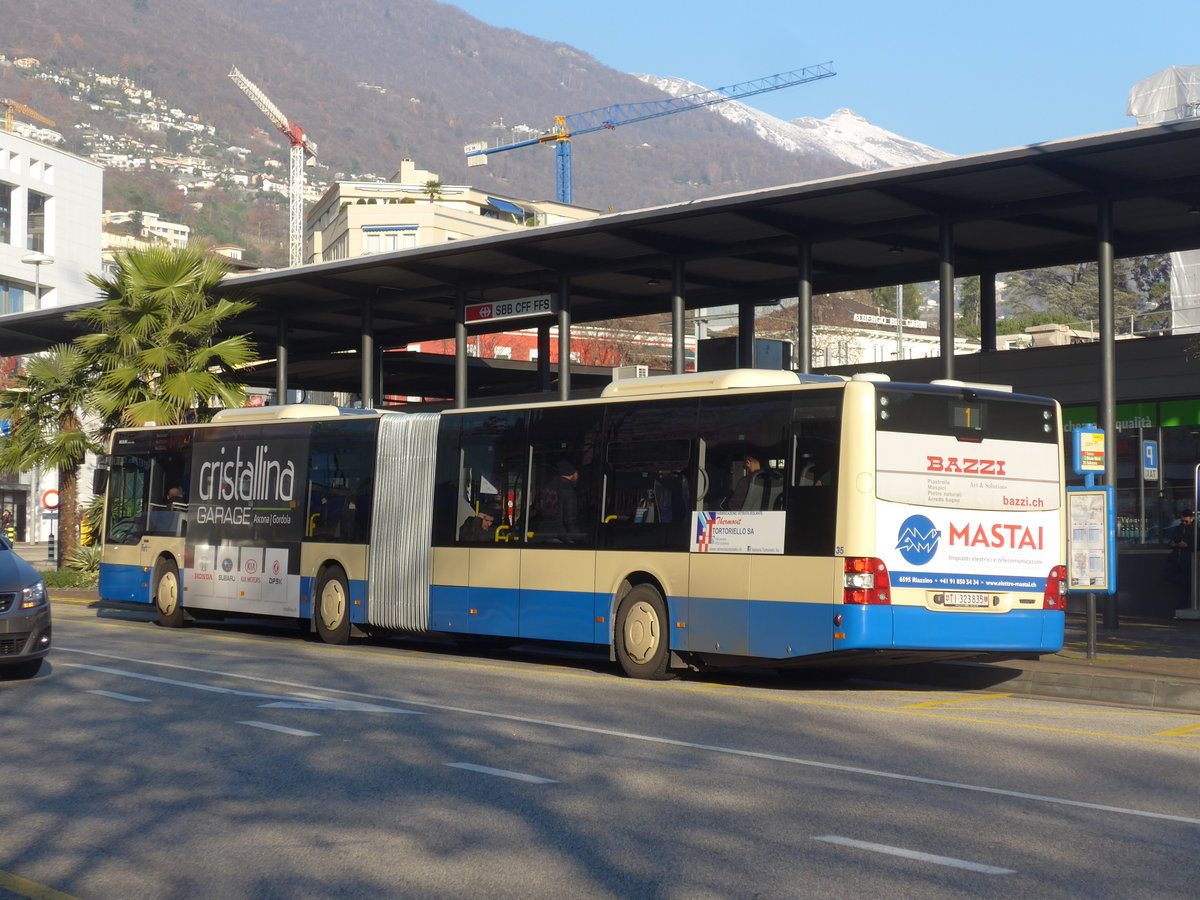 (199'775) - FART Locarno - Nr. 35/TI 323'835 - MAN am 7. Dezember 2018 beim Bahnhof Locarno