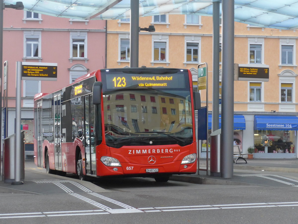 (199'780) - AHW Horgen - Nr. 657/ZH 687'452 - Mercedes am 8. Dezember 2018 beim Bahnhof Wdenswil