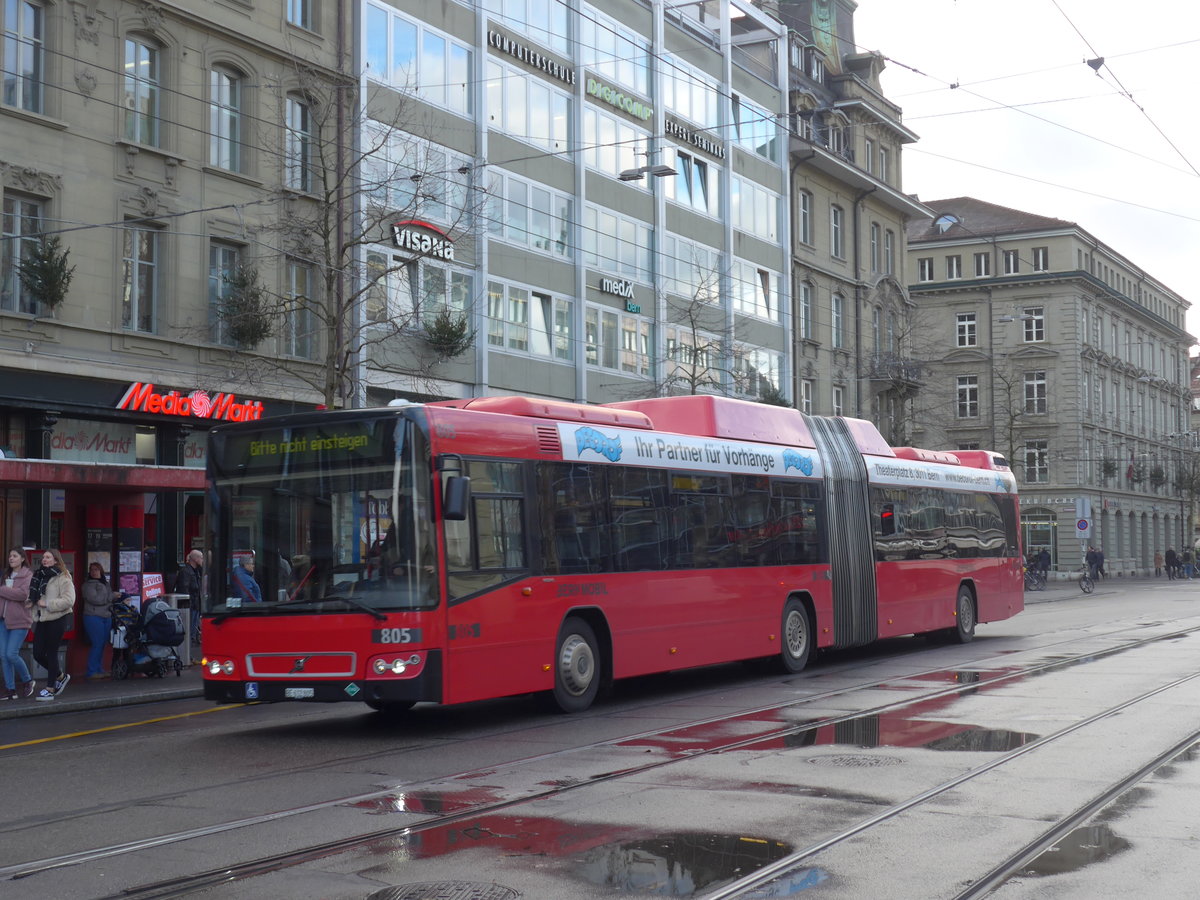 (199'906) - Bernmobil, Bern - Nr. 805/BE 612'805 - Volvo am 10. Dezember 2018 beim Bahnhof Bern