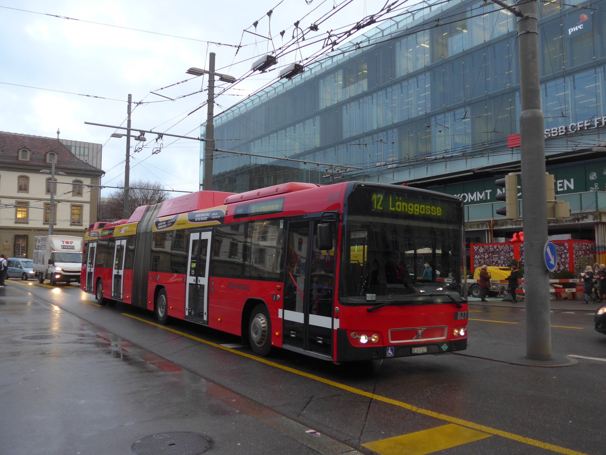 (199'930) - Bernmobil, Bern - Nr. 827/BE 612'827 - Volvo am 10. Dezember 2018 beim Bahnhof Bern