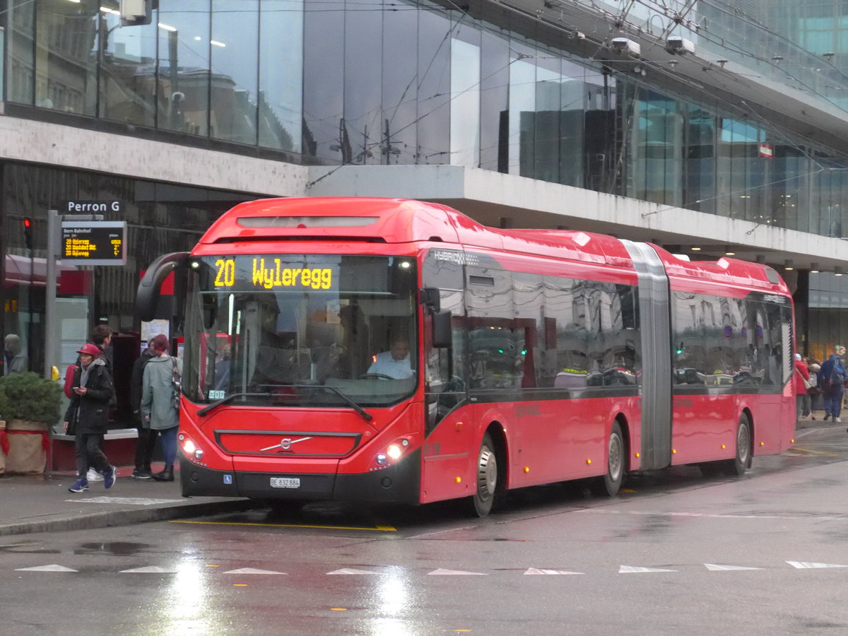 (199'951) - Bernmobil, Bern - Nr. 884/BE 832'884 - Volvo am 10. Dezember 2018 beim Bahnhof Bern