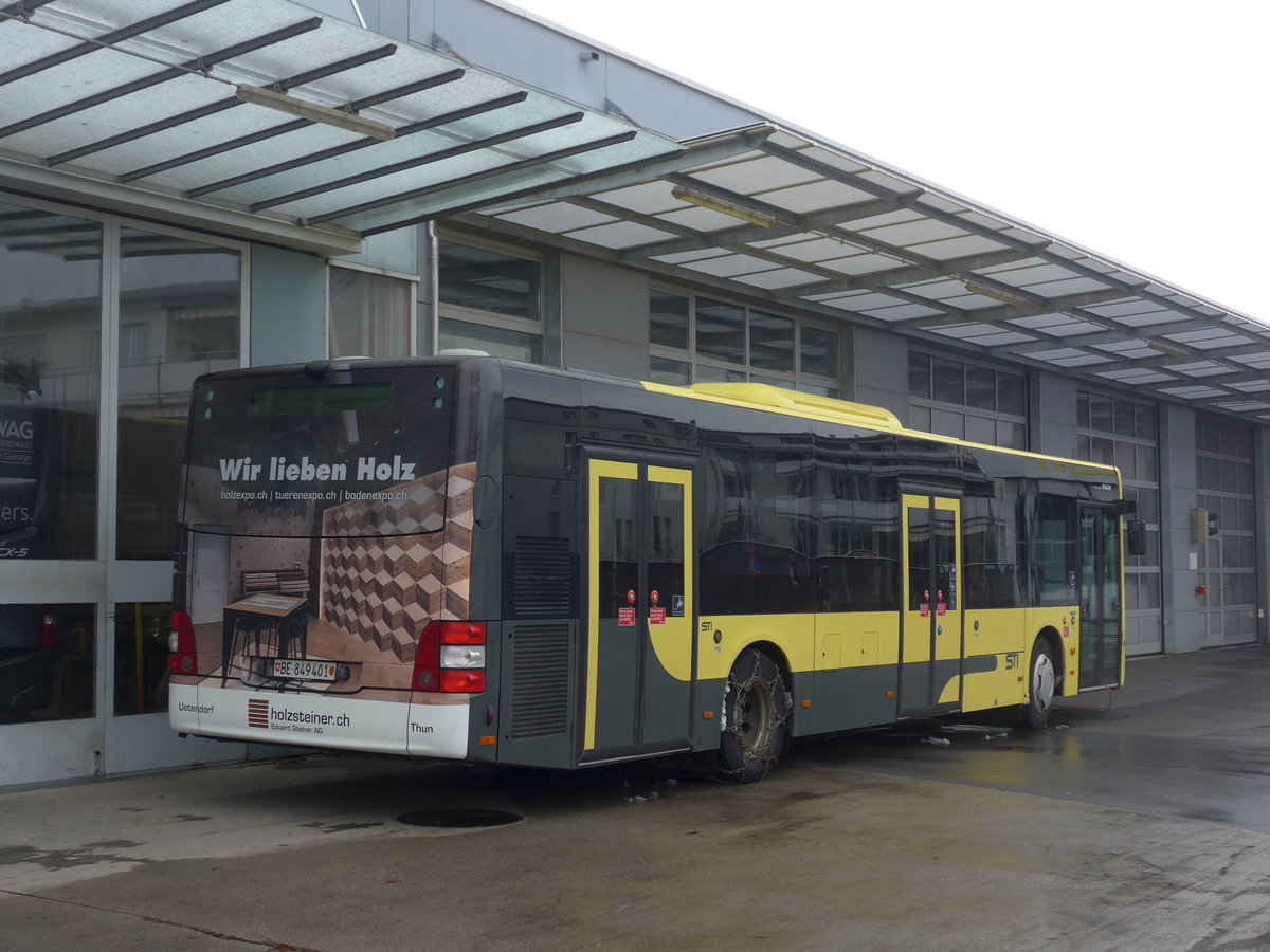 (199'963) - STI Thun - Nr. 401/BE 849'401 - MAN am 16. Dezember 2018 in Thun, Garage