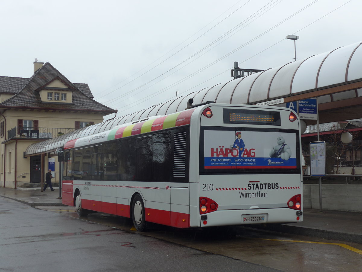 (200'092) - SW Winterthur - Nr. 210/ZH 730'210 - Solaris am 23. Dezember 2018 beim Bahnhof Oberwinterthur