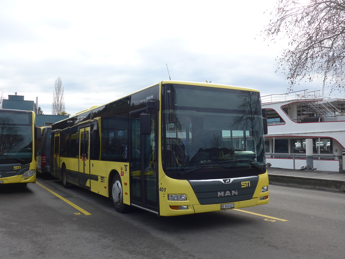 (200'464) - STI Thun - Nr. 401/BE 849'401 - MAN am 31. Dezember 2018 bei der Schifflndte Thun