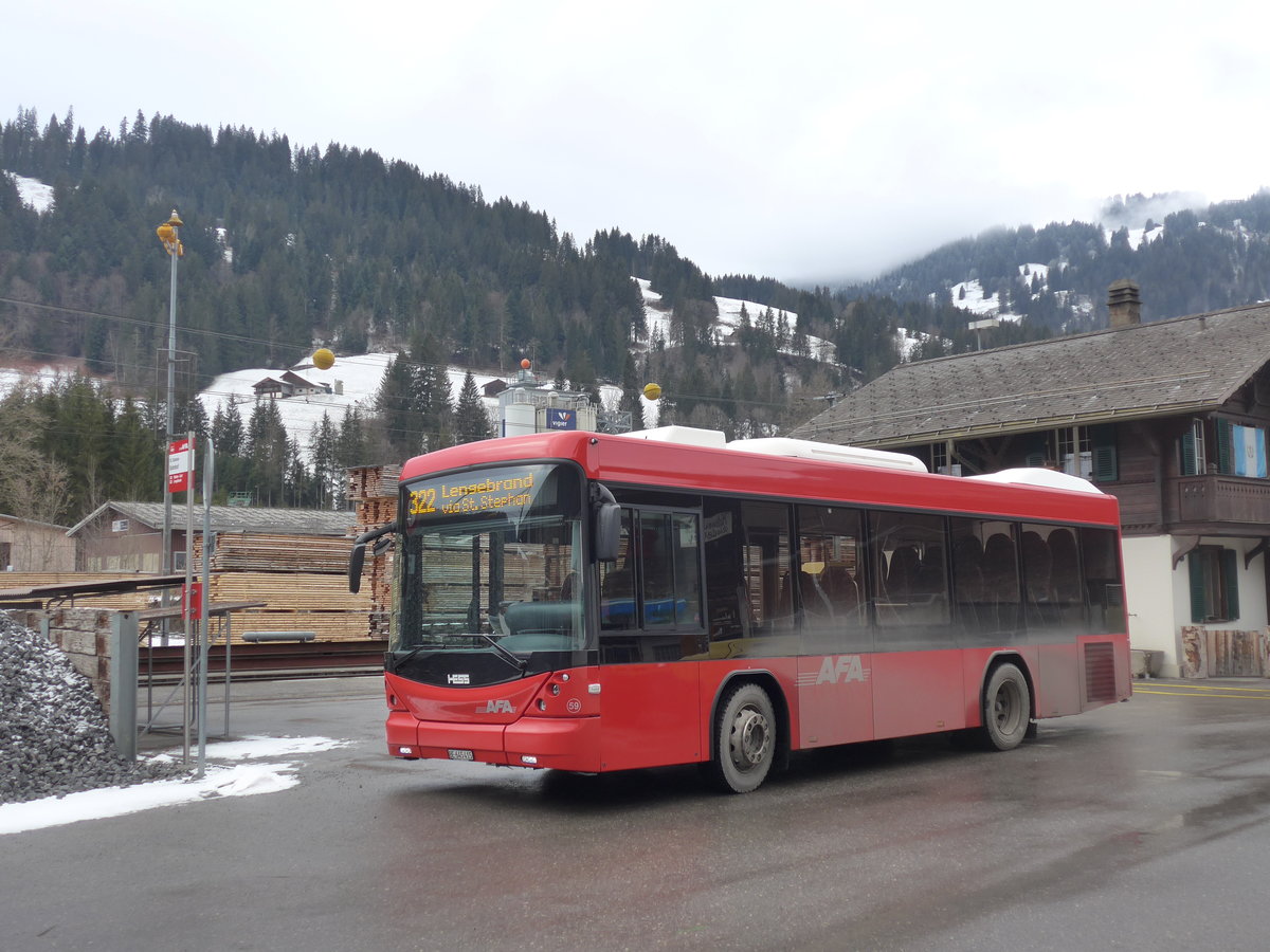 (200'636) - AFA Adelboden - Nr. 59/BE 645'415 - Scania/Hess am 6. Januar 2019 beim Bahnhof St. Stephan