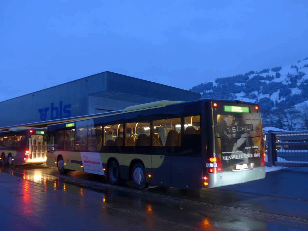 (200'667) - STI Thun - Nr. 147/BE 801'147 - MAN am 12. Januar 2019 beim Bahnhof Frutigen