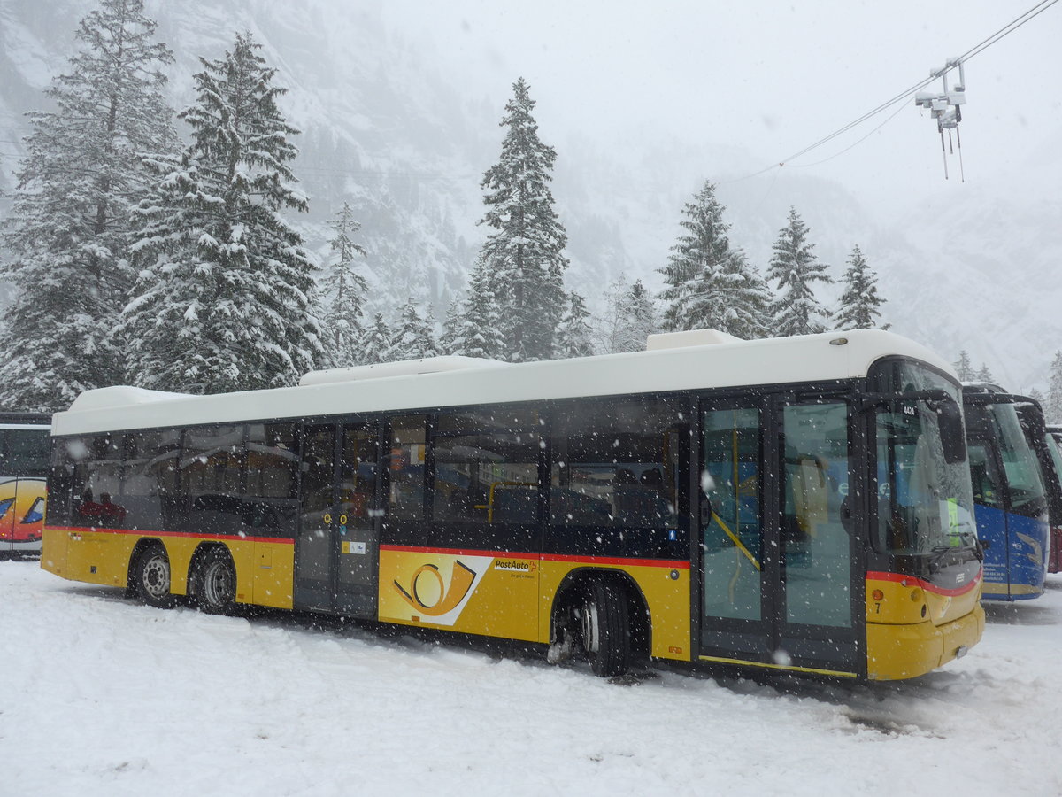 (201'184) - Engeloch, Riggisberg - Nr. 7/BE 447'403 - Scania/Hess am 13. Januar 2019 in Adelboden, Unter dem Birg