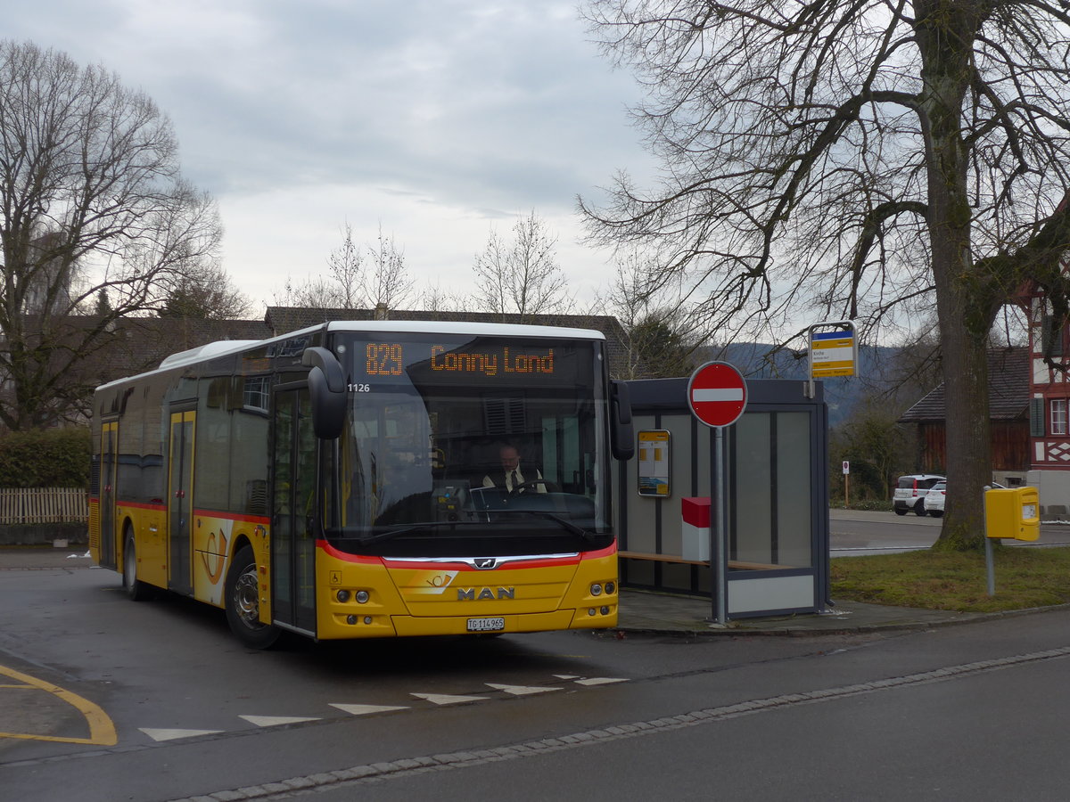 (201'207) - PostAuto Ostschweiz - TG 114'965 - MAN am 17. Januar 2019 in Mllheim, Kirche