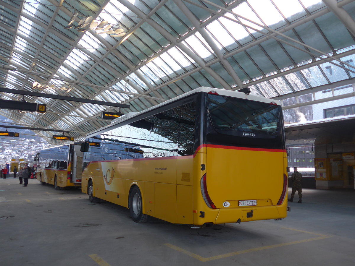 (201'213) - Mark, Andeer - GR 163'712 - Iveco am 19. Januar 2019 in Chur, Postautostation