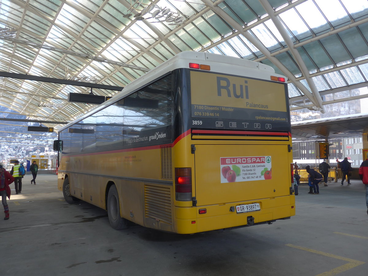 (201'240) - Bundi, Disentis - GR 93'897 - Setra (ex GR 153'860; ex Zazzi, Disentis) am 19. Januar 2019 in Chur, Postautostation