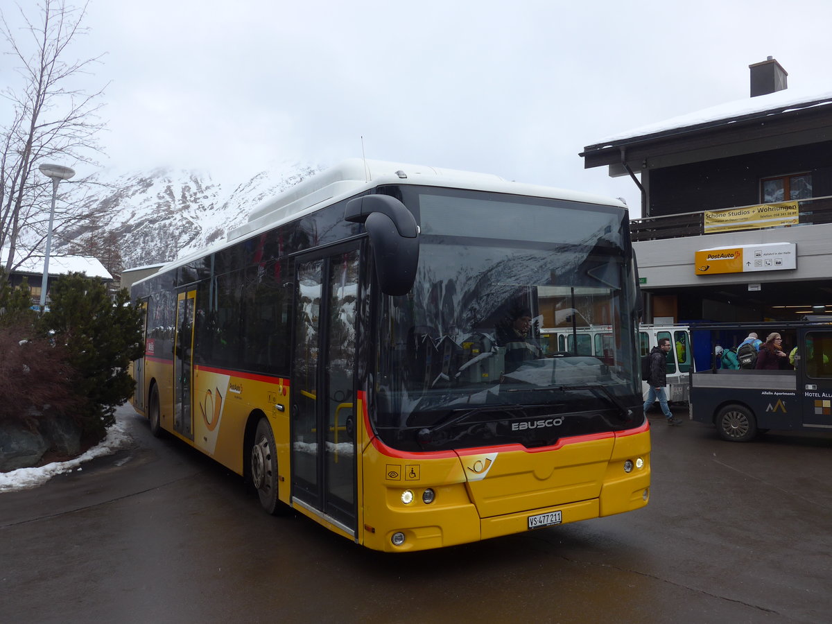 (201'334) - PostAuto Wallis - VS 477'211 - Ebusco am 27. Januar 2019 in Saas-Fee, Post