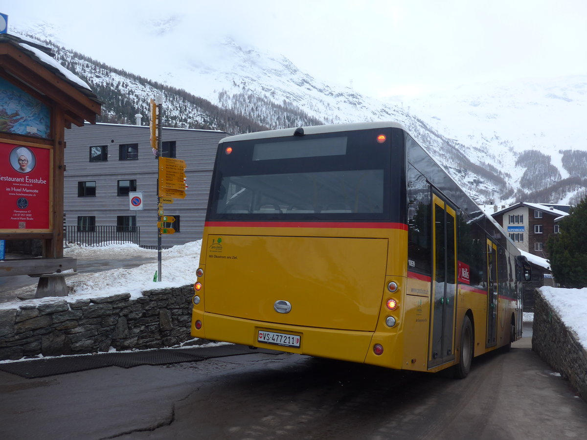 (201'335) - PostAuto Wallis - VS 477'211 - Ebusco am 27. Januar 2019 in Saas-Fee, Post